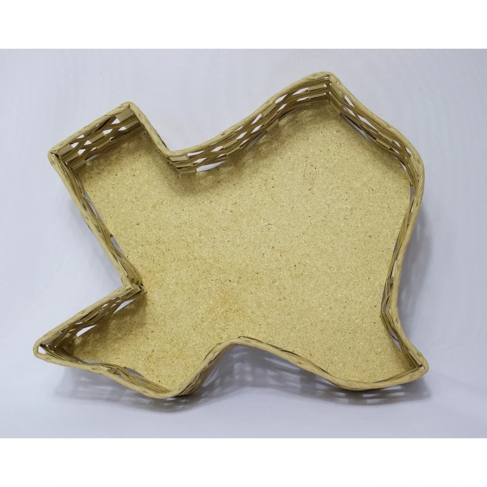 Texas State Shaped Woven Wicker Basket Tray Cork‎ Bottom 16